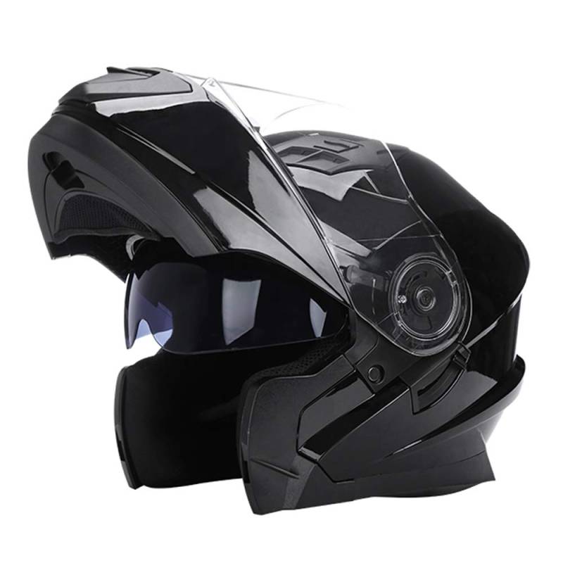 Woljay Klapphelm Integralhelm Rennen Offroad-Helm Motorradhelm (L, Glas Schwarz) von Woljay