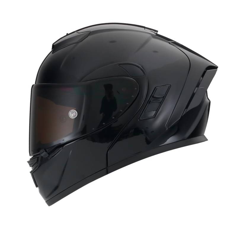 Woljay Klapphelm Motorradhelm Modularer Helm Doppelvisierhelm Helme Integralhelme Integriertes Motorrad für Erwachsene Männer Frauen Street Racing DOT/ECE 22-05 (Gloss Black,XXL) von Woljay