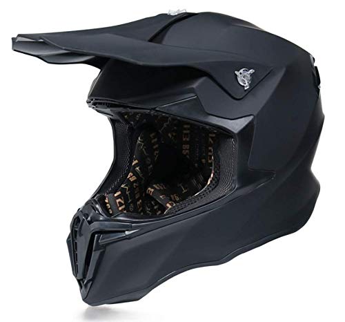 Woljay Motorrad Crossbike Motocross Downhill Enduro Helm Integralhelm Motorradhelm ATV mit Brille (Matt-Schwarz, XXL) von Woljay