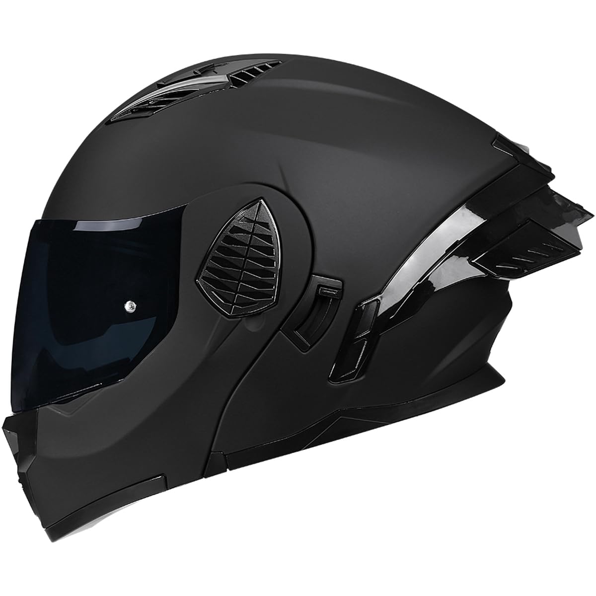 Woljay Motorrad Integral Klapphelm mit Doppelvisier integriertes Motorrad für Erwachsene Männer und Frauen Straßenrennen Moped DOT/ECE Zugelassen (Matte Black-Smoke Visor,X-Large) von Woljay