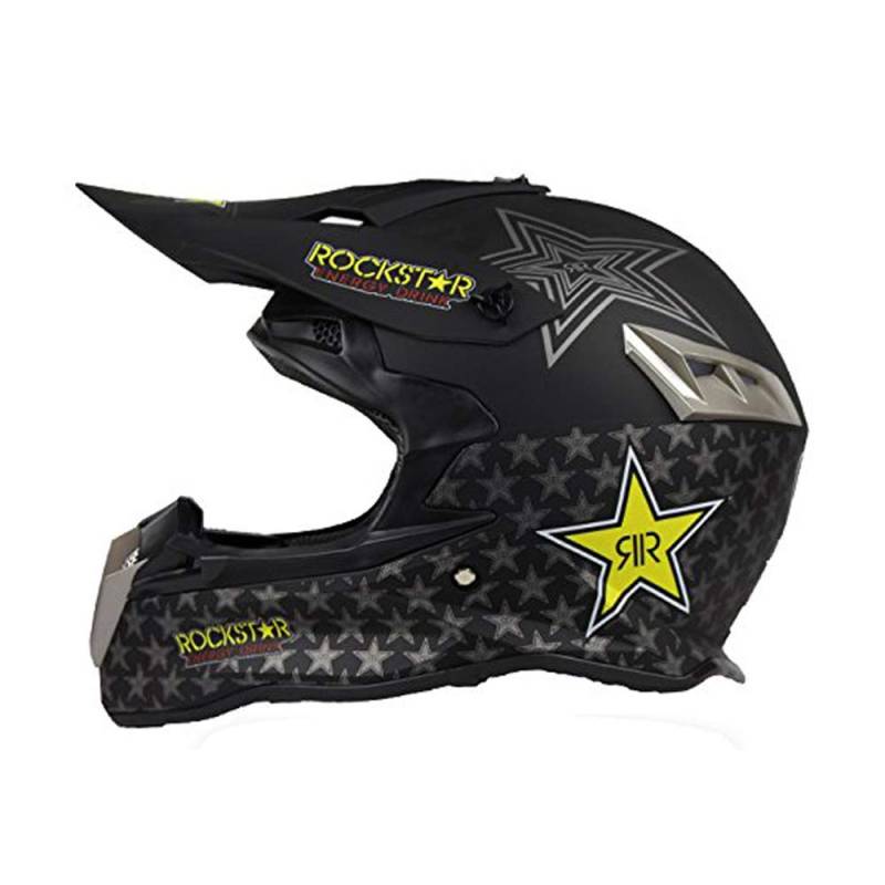 Woljay Off Road Helm Motocross-Helm für Moto-Cross Schmutz Fahrrad DOT-zertifiziert Rockstar Schwarz (XXL) von Woljay