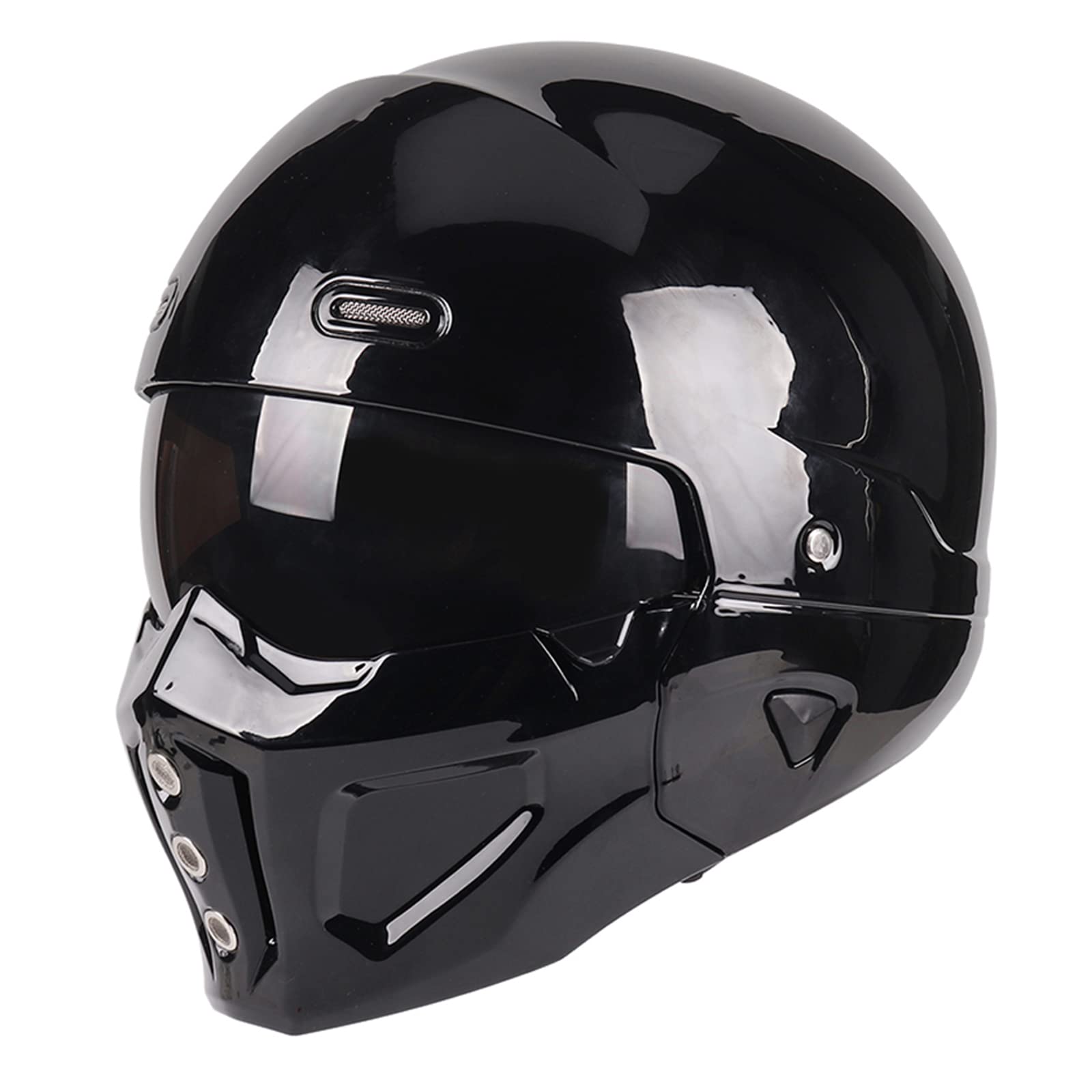Woljay Offener Helm Integralhelm Motorradhelm Modulare Helme für Unisex-Adult Straße Fahrrad Kreuzer Roller DOT ECE genehmigt (Large,Glänzend Schwarz) von Woljay