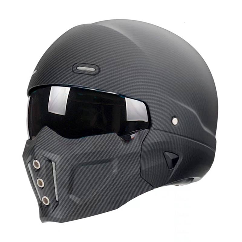 Woljay Offener Helm Integralhelm Motorradhelm Modulare Helme für Unisex-Adult Straße Fahrrad Kreuzer Roller DOT ECE genehmigt (Medium,Matte Kohlefaser) von Woljay