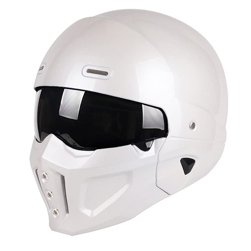 Woljay Offener Helm Integralhelm Motorradhelm Modulare Helme für Unisex-Adult Straße Fahrrad Kreuzer Roller DOT ECE genehmigt (Medium,Weiß) von Woljay