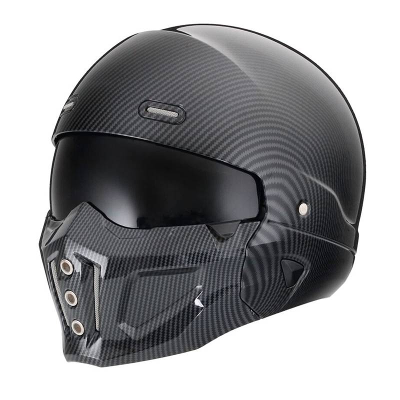 Woljay Offener Helm Integralhelm Motorradhelm Modulare Helme für Unisex-Adult Straße Fahrrad Kreuzer Roller DOT ECE genehmigt (X-Large,Glanz Kohlefaser) von Woljay