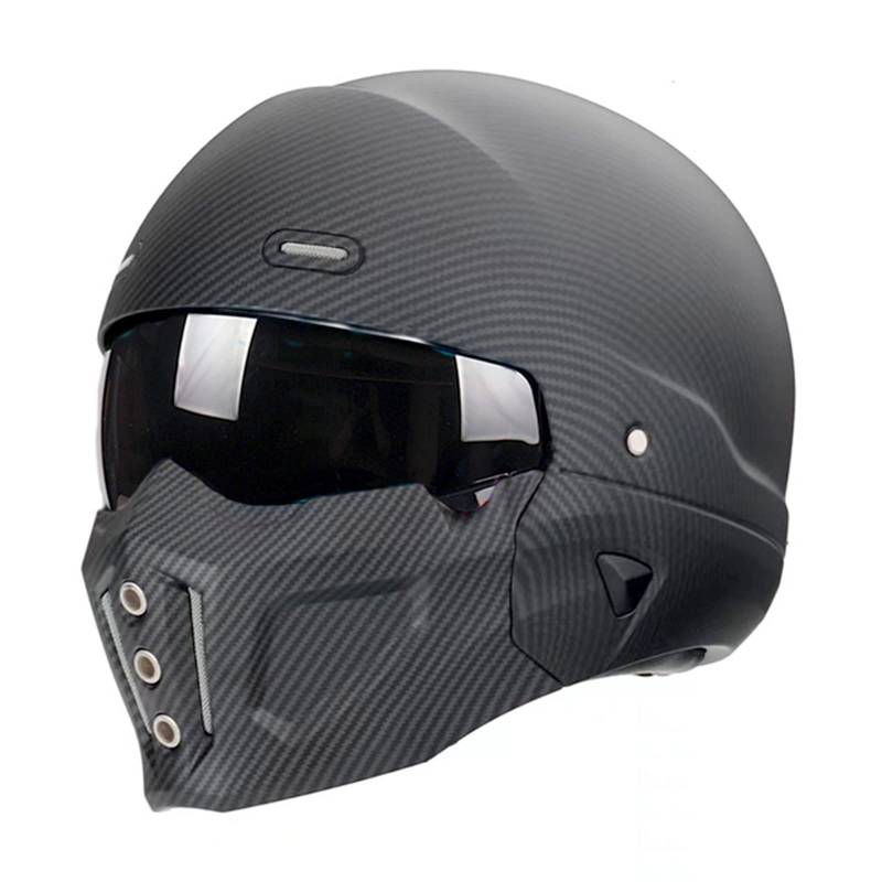 Woljay Offener Helm Integralhelm Motorradhelm Modulare Helme für Unisex-Adult Straße Fahrrad Kreuzer Roller DOT ECE genehmigt (XX-Large,Matte Kohlefaser) von Woljay