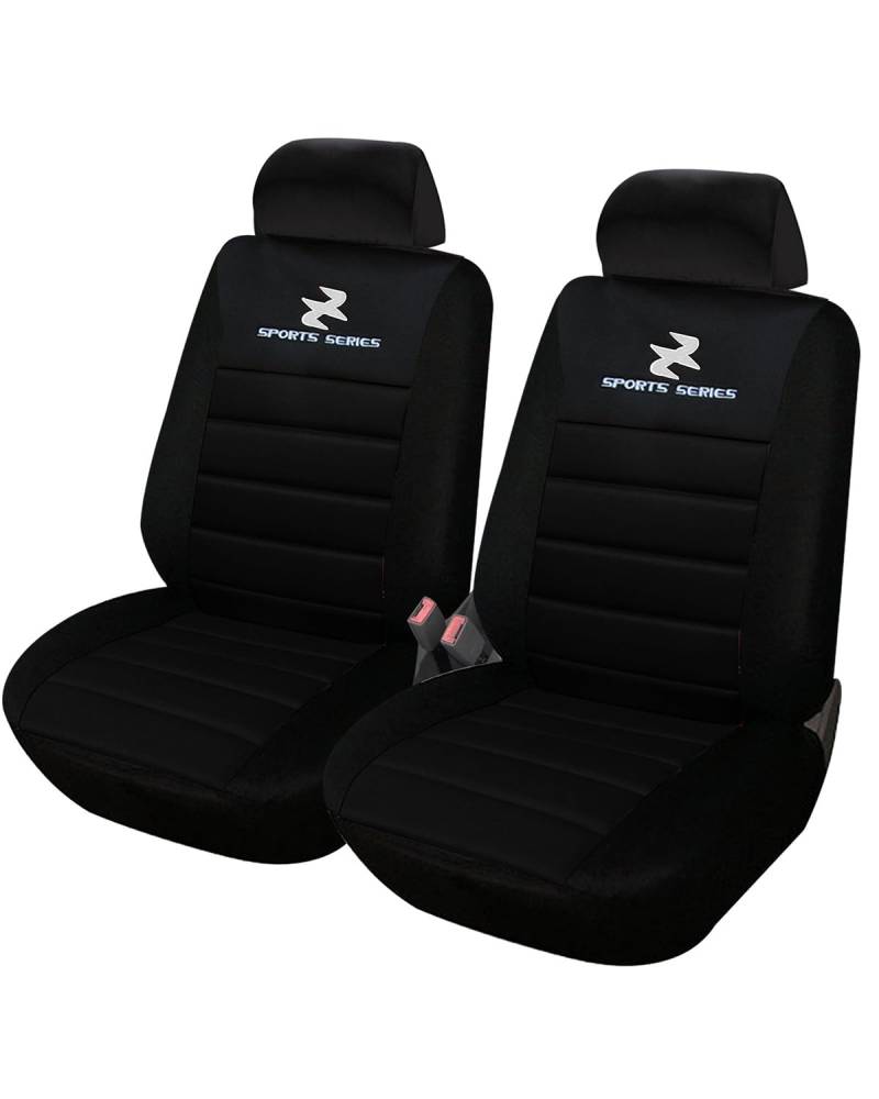 2er Sitzbezüge Auto Einzelsitzbezug universal Größe, Komplettset, schwarz von WOLTU