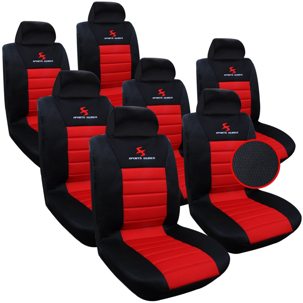 WOLTU AS7257-7 7er Sitzbezüge Auto Einzelsitzbezug universal Größe, Komplettset, rot von WOLTU