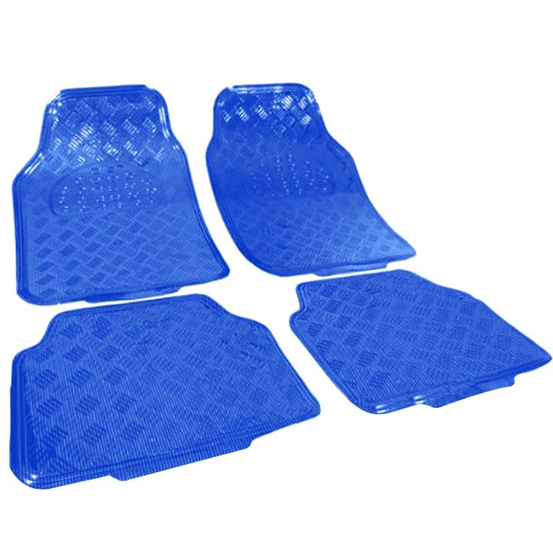 WOLTU Universal Autofußmatten, Automatte passend für Fast alle Auto, 4 teiliges Fußmatten Komplettset Riffelblech, zuschneidbare Schmutzfangmatte Blau 7109 von WOLTU
