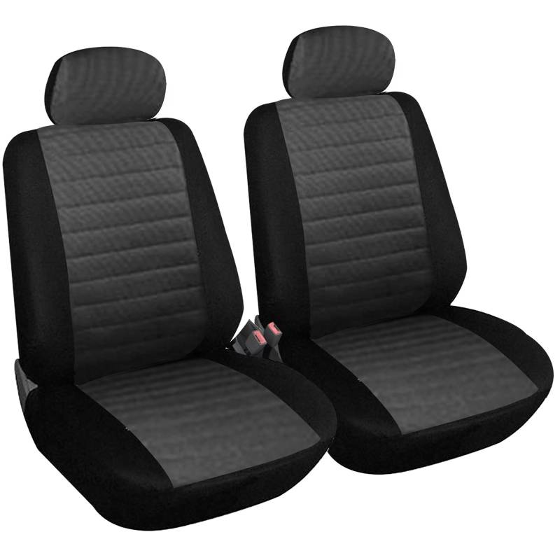 Sitzbezüge Auto Vordersitze Universal Auto-Schonbezüge für Fahrersitz & Beifahrer 2er Sitzauflageschwarz/grau von WOLTU
