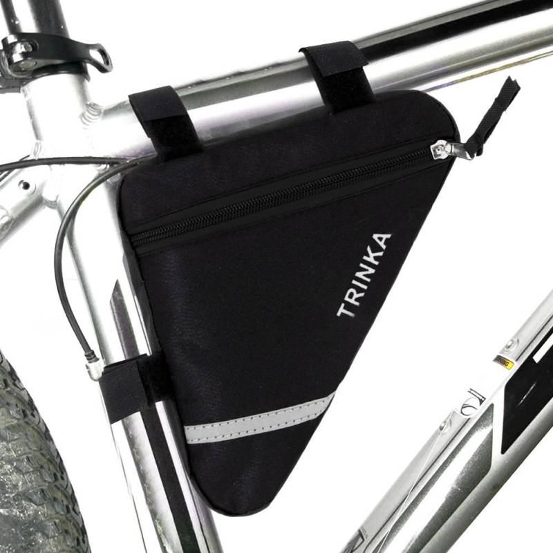 Wommty Bike Triangle Fahrrad Vorderrohr-Rahmen-Tasche mit reflektierenden Streifen, Schwarz von Wommty