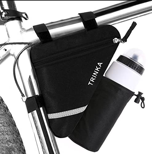 Wommty Fahrradtasche für Vorderschlauch, mit reflektierenden Streifen, Vordertasche mit Wasserflaschentasche von Wommty