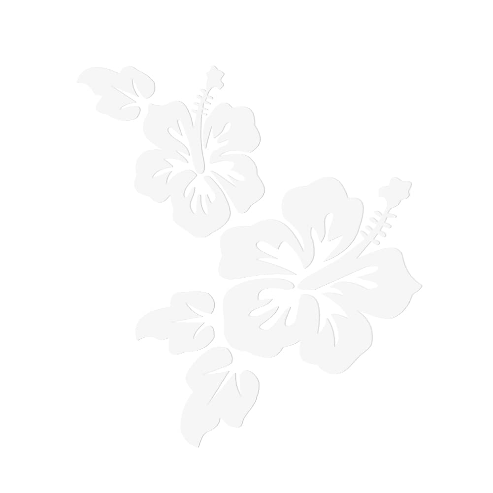 Wooauto Hibiskus-Blumen-Muster-Aufkleber, Blumenmuster-Auto-Aufkleber, Hibiskus-Blumen-Wandaufkleber, Universal-Blumen-Vinyl-Auto-Aufkleber für Fenster, Türen, Kofferraum,Weiß von Wooauto