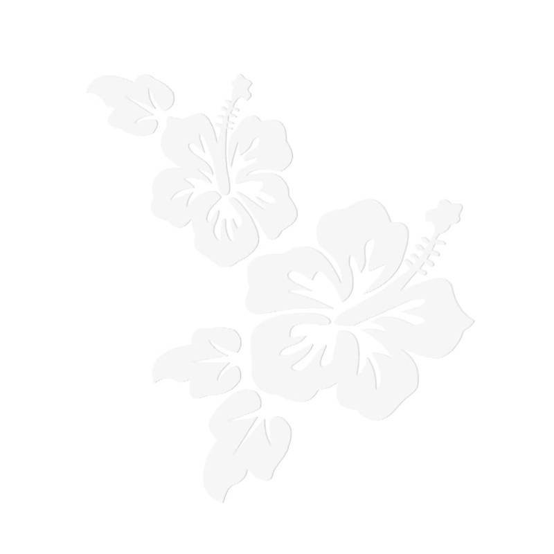 Wooauto Hibiskus-Blumen-Muster-Aufkleber, Blumenmuster-Auto-Aufkleber, Hibiskus-Blumen-Wandaufkleber, Universal-Blumen-Vinyl-Auto-Aufkleber für Fenster, Türen, Kofferraum,Weiß von Wooauto