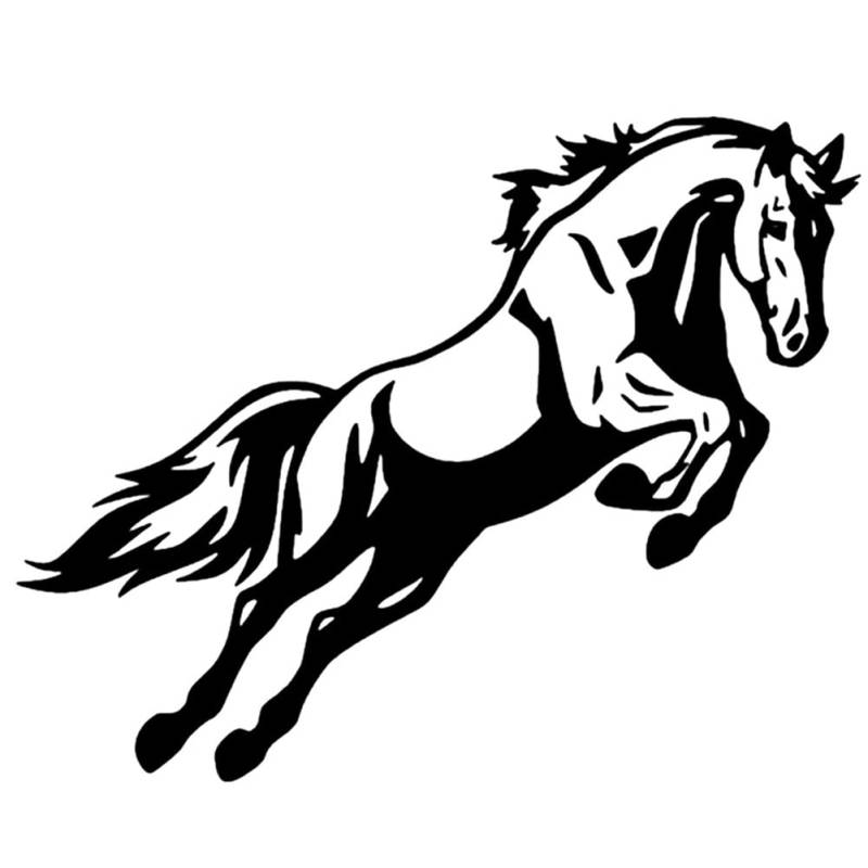 Wooauto PVC Horse Auto Emblem Logo Aufkleber Tier Muster Karosserie Deko Aufkleber Selbstklebende Lustige Fensteraufkleber Wasserdicht Deckel Realistisch DIY Sticker Vinyl Aufkleber,19x15cm,Schwarz von Wooauto
