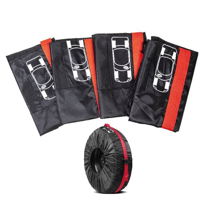 Wooauto Reifenabdeckungen & Reifentaschen, Auto staubdichte Reifentaschen Rund Heavy Duty Wheel Tire Cover Bag mit elastischem Banddesign für Rv Wheel Camper SUV,L: 19 Zoll-23 Zoll, 4 STK von Wooauto