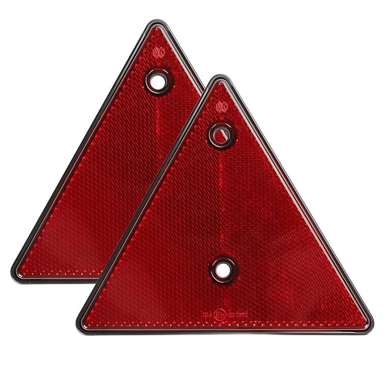 Woola 2 Stück Rot Anhänger Reflektor Dreieck Reflektoren zum Schrauben,Standard Rückstrahler für Anhänger Hinten,Dreieck Rückstrahler Rechts Links,Rücklicht Hänger Dreieck von Woola
