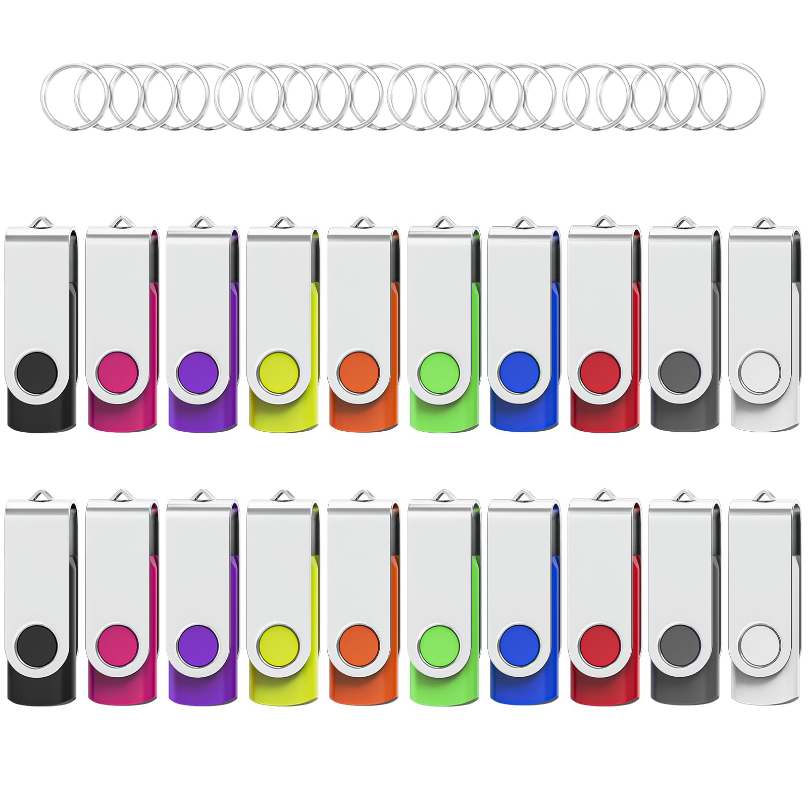 WOOOLKEN USB Stick 16GB 20 Stück, USB Stick 16GB-2.0-Speicherstick, Memory Stick (16GB, 20 Stück, 10 Farben) von Wooolken