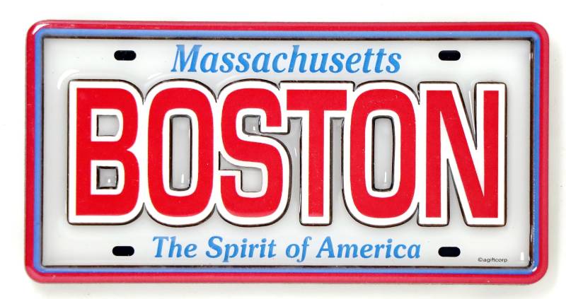 Boston Massachusetts Nummernschild-Magnet, doppellagig, MDF-Magnet von World By Shotglass