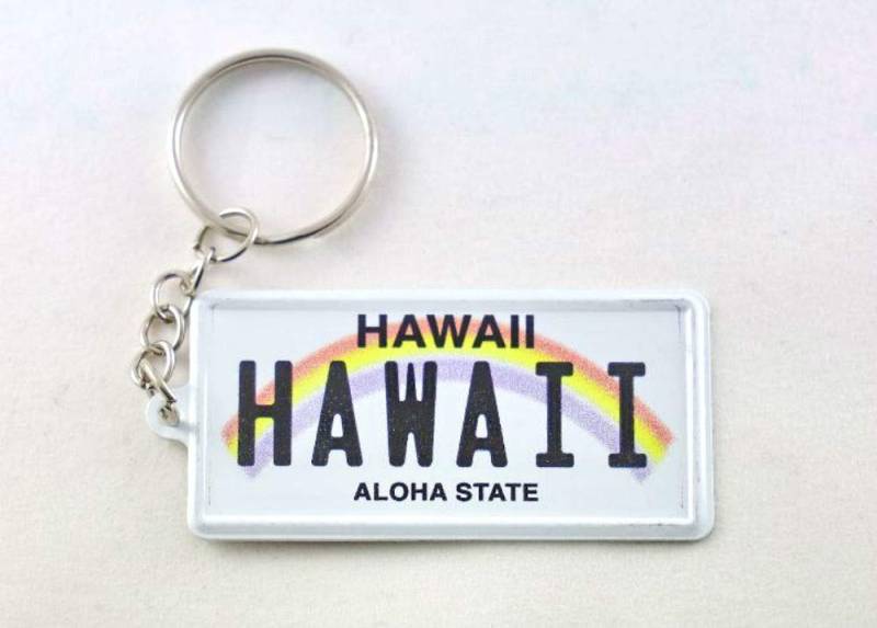 World By Shotglass Aluminium-Schlüsselanhänger Hawaii-Kennzeichen ultradünn rechteckig Souvenir 6,3 x 3,2 x 0,2 cm von World By Shotglass