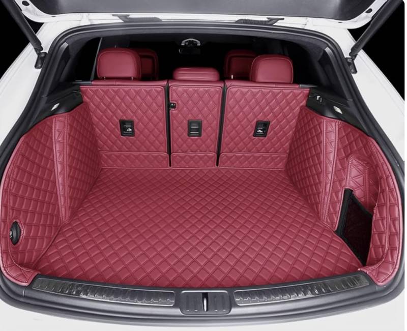 ZYCHUANGYING Kofferraummatte, kompatibel mit PorscheMacan-Macan S-Macan GTS-Macan Turbo (nicht Maacan EV), Kofferraum-Matten, orange-rot (Kofferraummatte + Rückenlehnenmatte + hohe Seitenwände) von Worth-Mats
