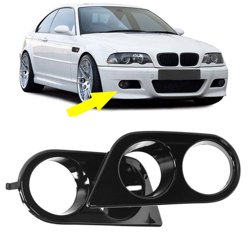 Lichtabdeckung, Lichtlampe Nebelscheinwerferabdeckung Stoßstangenabdeckung Auto, für Fahrzeugwartung Nebelscheinwerferabdeckung Passend E46 M3 2001-2006 Nebelscheinwerferblenden(Bright black) von Naroote