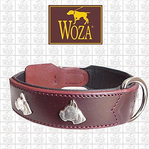 EXCLUSIVE HUNDEHALSBAND 3,8/60CM BOXER WOZA VOLLLEDER BURGUND RINDLEDER NAPPA HANDMADE COLLAR von Woza