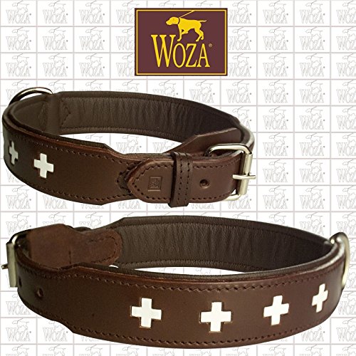Woza Exclusive HUNDEHALSBAND 3,8/75CM Swiss Berner SENNNHUND Vollleder Braun Rindleder Nappa Handmade Collar von Woza