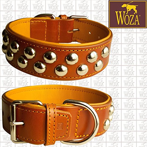 Woza PREMIUM HUNDEHALSBAND 5,3/70CM ADRASTEA VOLLLEDER RINDLEDER COGNAC HANDMADE COLLAR von Woza