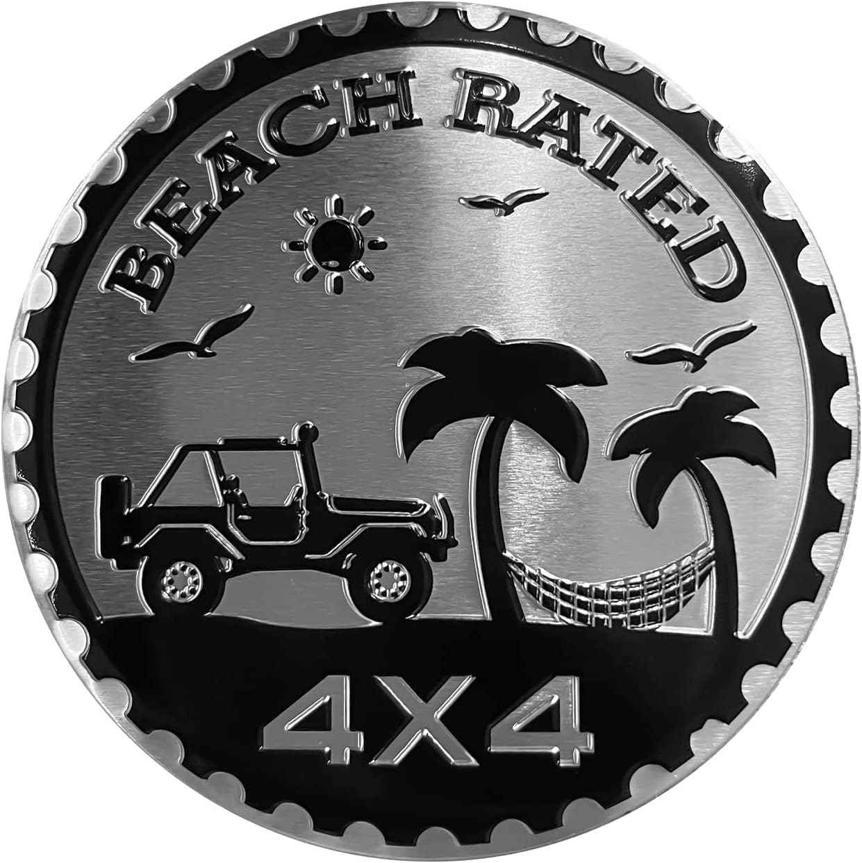 Strandabzeichen, Auto-Emblem, 4 x 4, Metall-Autoabzeichen, 3D-Metall-Autoabzeichen, Embleme, runde Embleme, Auto-Abzeichen, Aufkleber, kompatibel mit Jeep-Wangler-Fahrzeugen, LKWs, SUVs, Emblemen Strandabzeichen, Auto-Emblem, 4 x 4, Metall-Autoabzeichen, 3D-Metall-Autoabzeichen, Embleme, runde Embleme, Auto-Abzeichen, Aufkleber, kompatibel mit Jeep-Wangler-Fahrzeugen, LKWs, SUVs, Emblemen von Wpppan