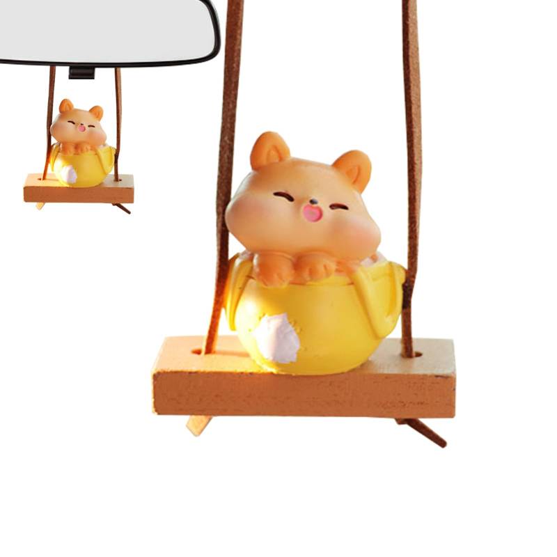 Swing Car Ornament, Auto Rückspiegel Anhänger,Auto Spaß Schwingen Bärenharz Ornamente | Autozubehört von Wpsagek