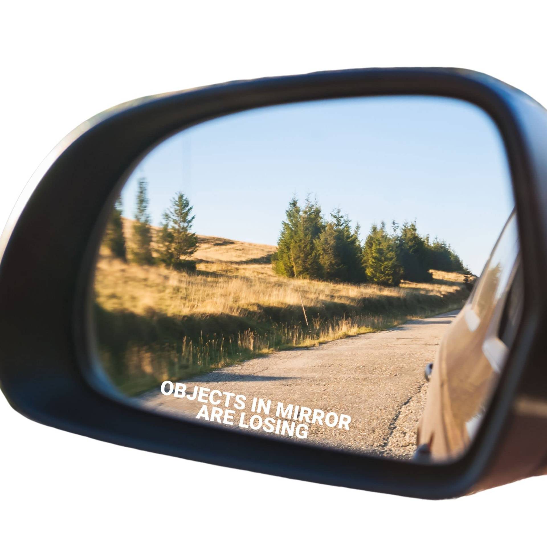 Objects In Mirror Are Losing Aufkleber Vinyl Decal CUTOUT JDM Car Auto Funny Rear Wing Mirrors Drift Rally Dub Jap Stance Targa Race Waterproof Decal Body Bumper Window Easy to apply - 2 Pack (Weiß) von Wrench Monkey