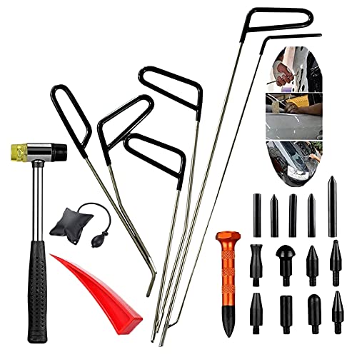 Wresetly 23 Stück Automobil Malerei Dellen Reparatur Entfernung Werkzeuge Abzieher Kits Reparatur Werkzeuge Stangen Keil Pumpe Keil Unten Stift von Wresetly