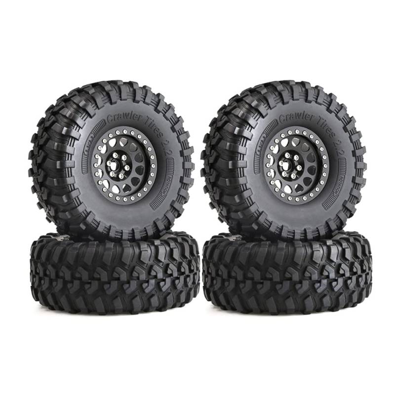 Wrtysully 4 STÜCKE 135Mm Metall 2.2 Beadlock Felge Reifen Satz für 1/10 RC Crawler Auto Axial SCX10 Wraith Capra TRX4 D90,B von Wrtysully