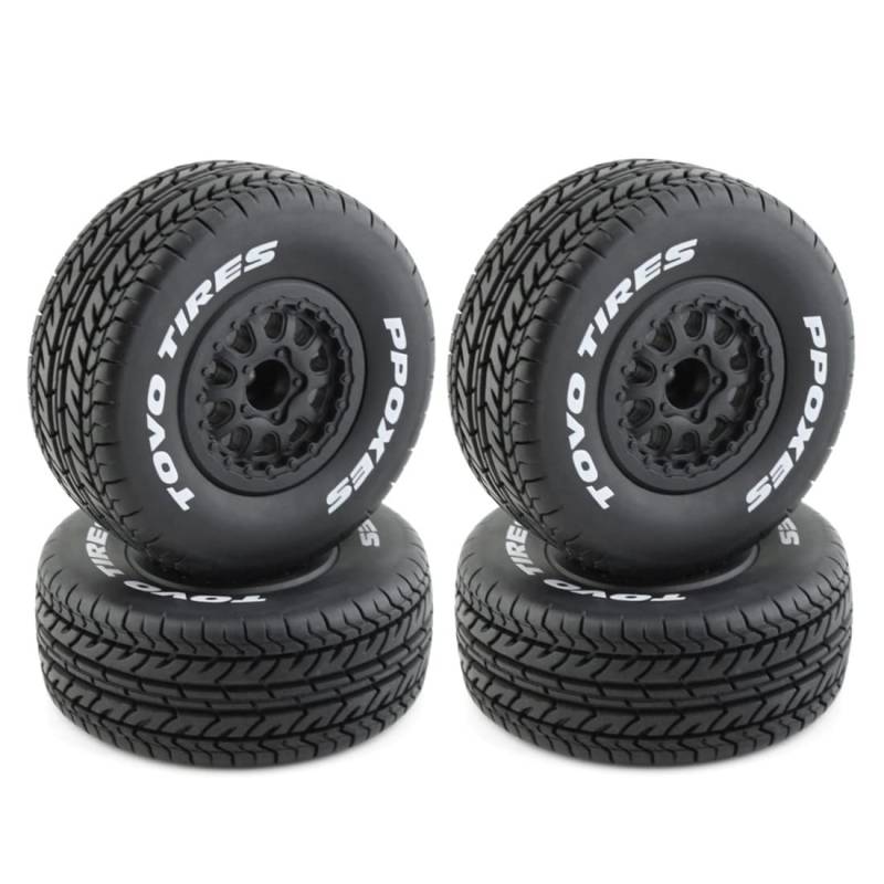 Wrtysully 4 StüCk 112 Mm 1/10 Short Course Truck Reifen Reifen Rad mit 12 Mm Sechskant für Slash Arrma SENTON VKAR 10SC RC Car von Wrtysully