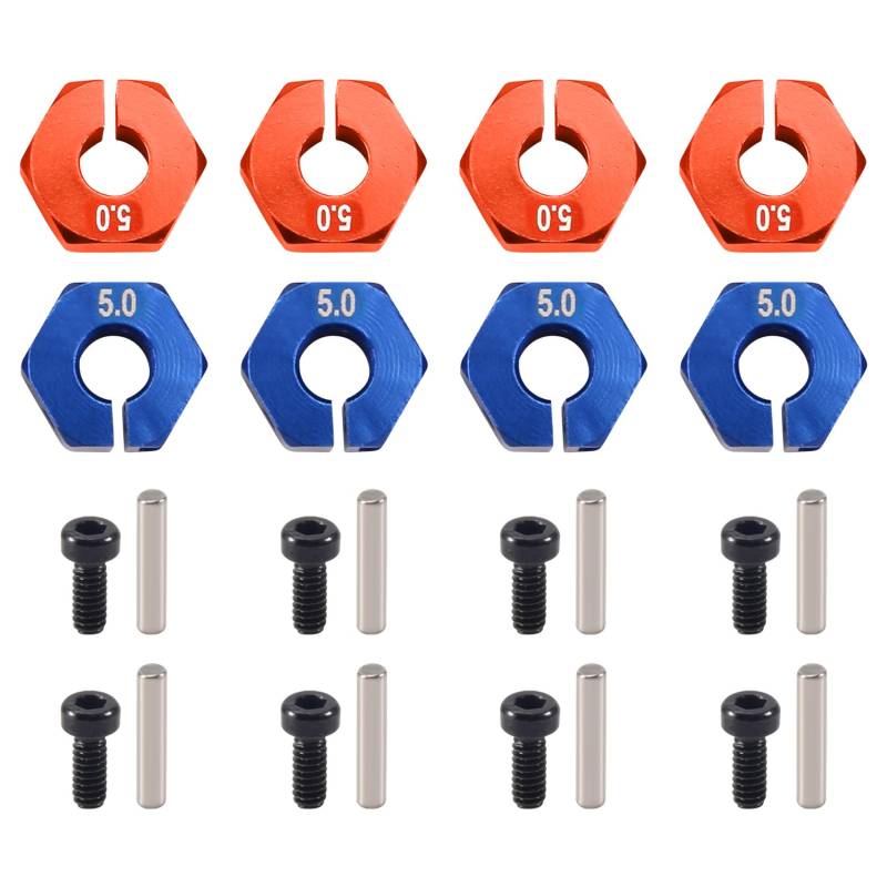 Wrtysully 4 Stück Aluminium 5 mm Dicke Rad Sechskant 12 mm Antriebsnabe mit Stiften Schrauben für RC Auto Crawler Trucks Slash von Wrtysully