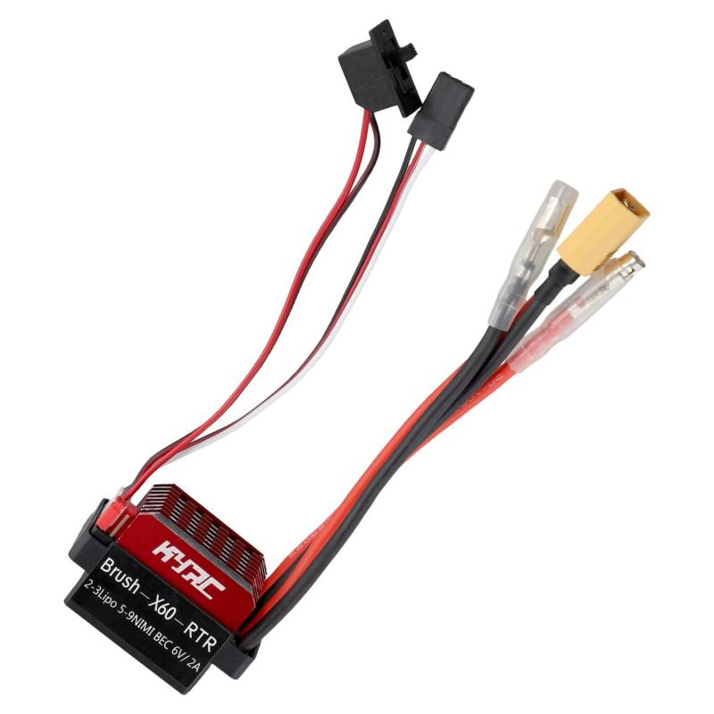 Wrtysully 60A ESC RC Car ESC Gebürsteter Elektrischer Drehzahlregler 6V/2A BEC für 1/10 RC Car, XT60-Stecker von Wrtysully