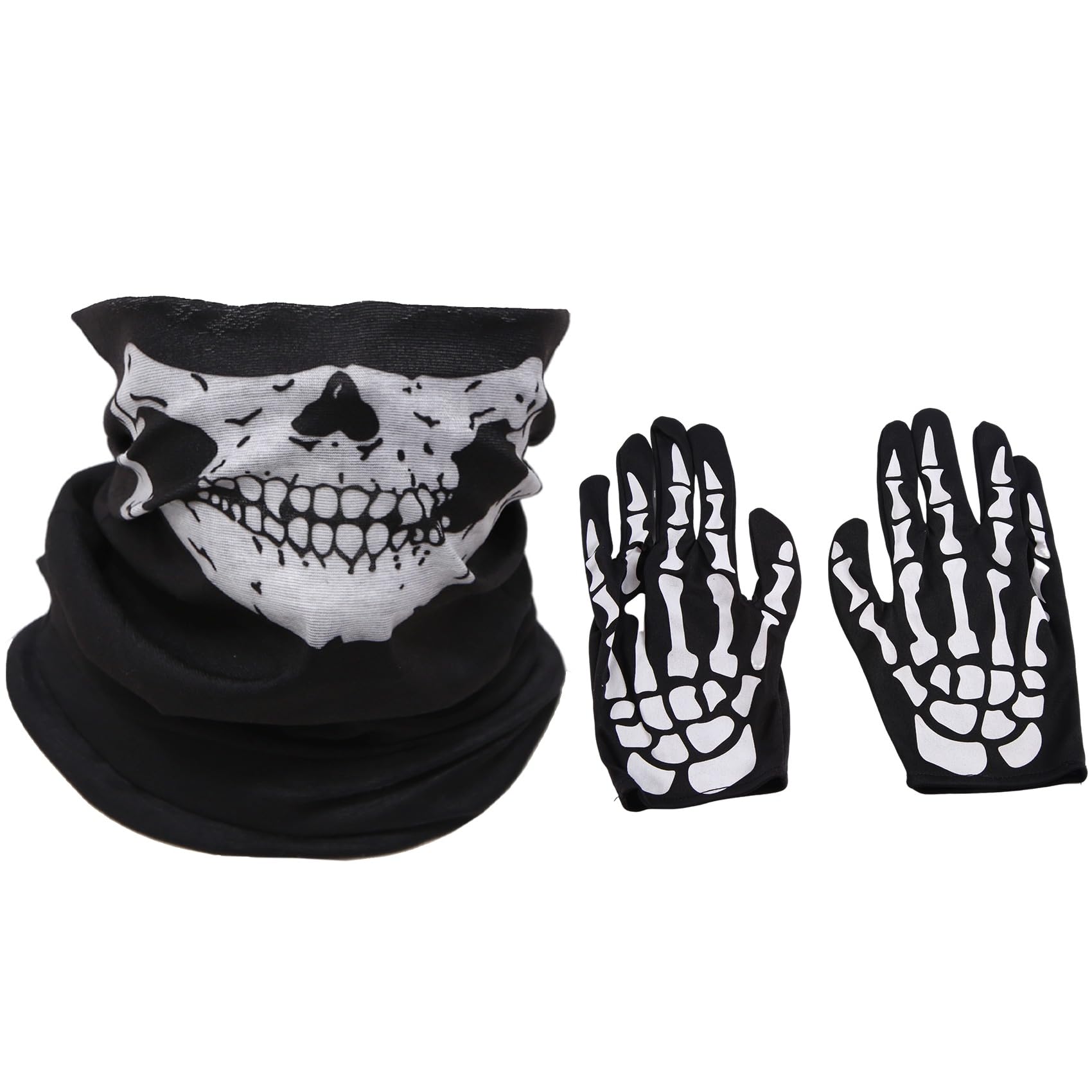 Wrtysully Halloween Maske Scary Skull Chin Maske Skeleton Ghost Hand Schuhe für Performances, Partys, Dress Up, Festivals (3 StüCk/Set) von Wrtysully