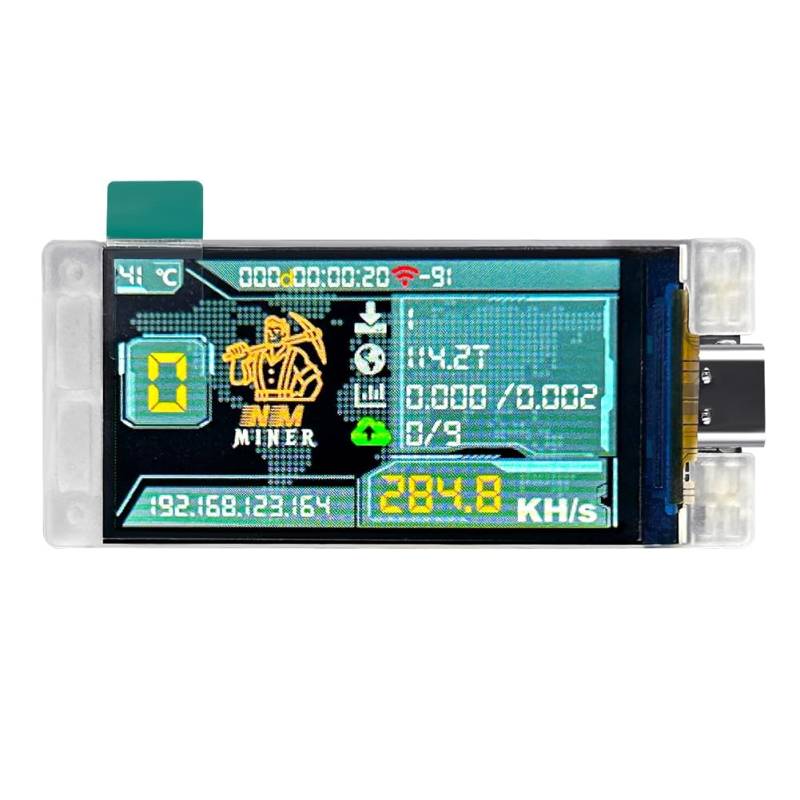 Wrtysully Upgrade NerdMiner 285KH/S BTC Solo Lotterie Miner Bitcoin Crypto Miner WiFi-Verbindung Niedriger Stromverbrauch Nerd Miner von Wrtysully