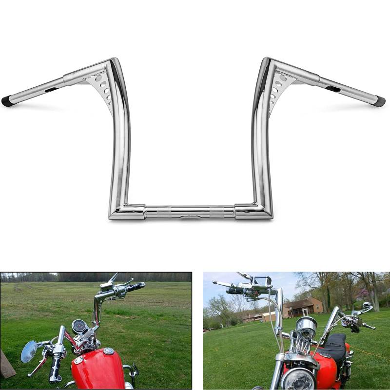 WSays Chrom-Lenker, 25,4 cm, Durchmesser 3,8 cm, kompatibel mit Harley Sportster XL 1200 883 Dyna Softail Touring Road Glide Road King Modellen von Wsays
