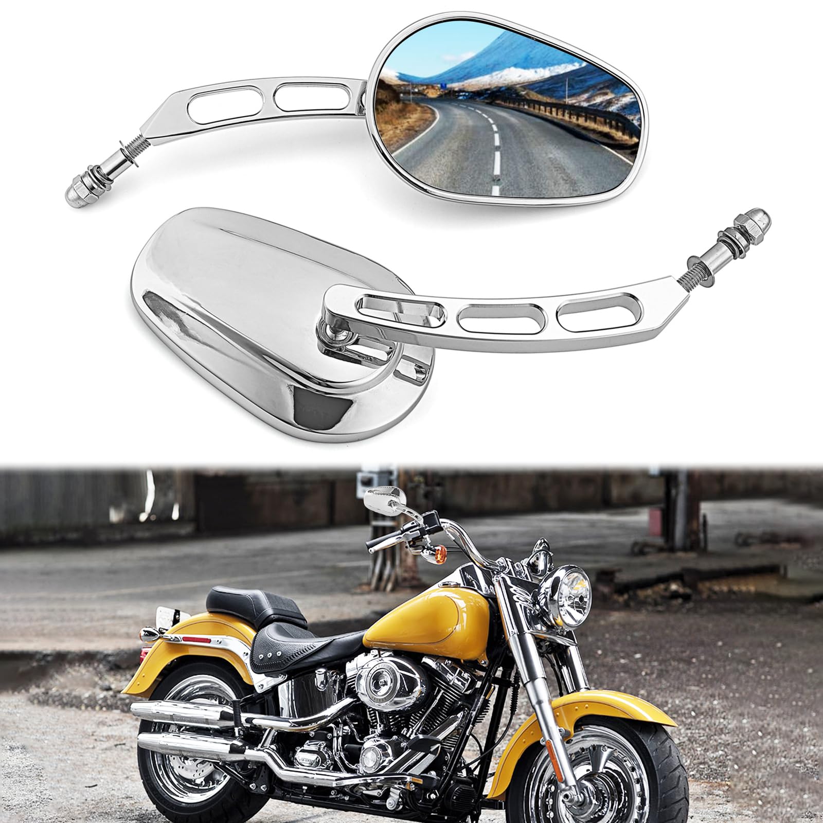 WSays Hohler Seitenspiegel kompatibel mit Harley Sportster Dyna Softail Touring Chrom WSays Hohler Seitenspiegel kompatibel mit Harley Sportster Dyna Softail Touring Chrom von Wsays
