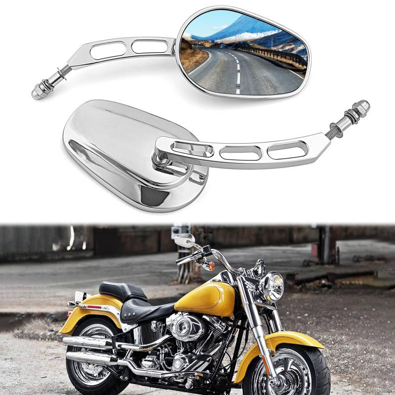 WSays Hohler Seitenspiegel kompatibel mit Harley Sportster Dyna Softail Touring Chrom von Wsays