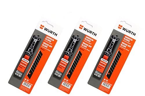 Würth 30x Abbrechklingen 18mm extrem scharf zu je 3x zu je 10 Stück im Schiebespender für Würth Cutter-Messer von Würth