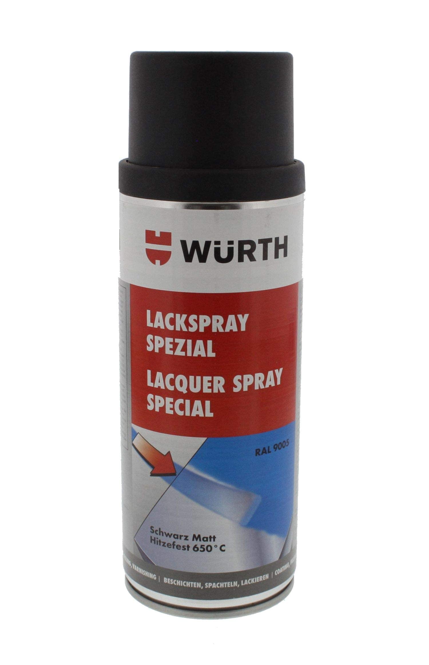 Würth Lackspray Spezial RAL9005 schwarz matt 400ml - hitzefest bis 650 °C von Würth