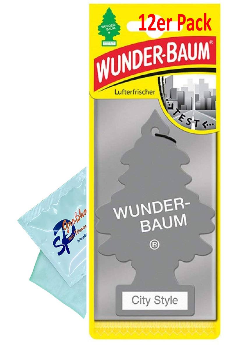 12 Stück City Style Wunder-Baum Lufterfrischer Duftbaum inkl. 1 x Glasreinigungstuch von SP Großhandel Gratiszugabe (City Style) von Wunderbaum