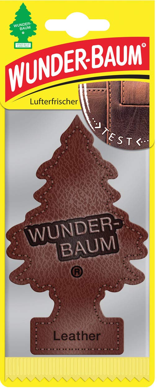 12 Stück Leder - Leather -Wunder-Baum Lufterfrischer Duftbaum inkl. 1 x Glasreinigungstuch von SP Großhandel Gratiszugabe (Leder) von WUNDER-BAUM