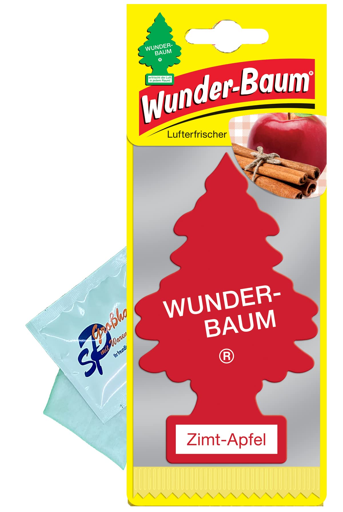 12 Stück Zimt Apfel - Weihnachtsduft - Wunder-Baum Lufterfrischer Duftbaum inkl. 1 x Glasreinigungstuch von SP Großhandel Gratiszugabe (Zimt-Apfel) von WUNDER-BAUM