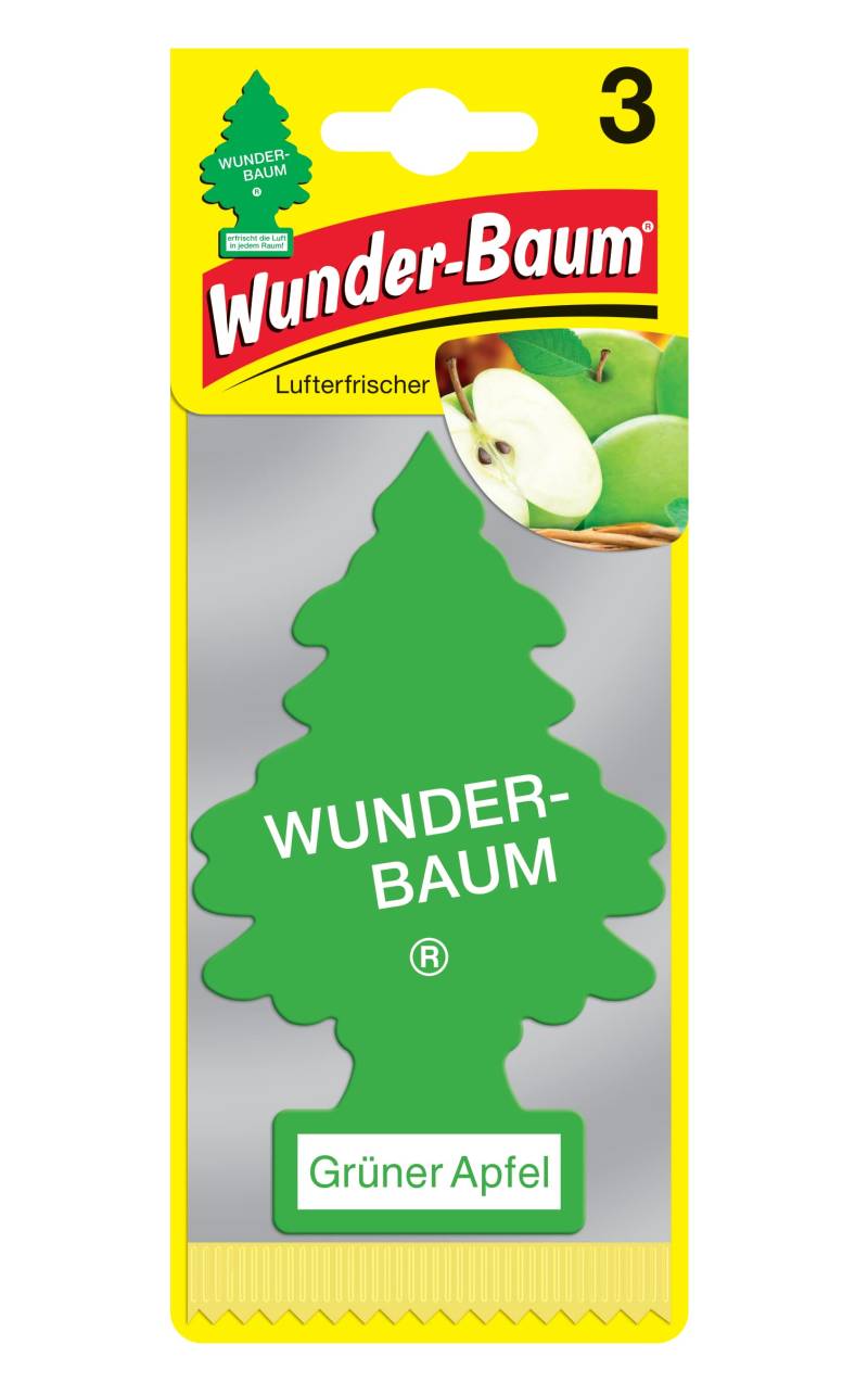 WUNDER-BAUM Auto-Lufterfrischer - Anhänger für langanhaltenden Duft im Auto oder zu Hause - Grüner Apfel, 3 Stück von WUNDER-BAUM