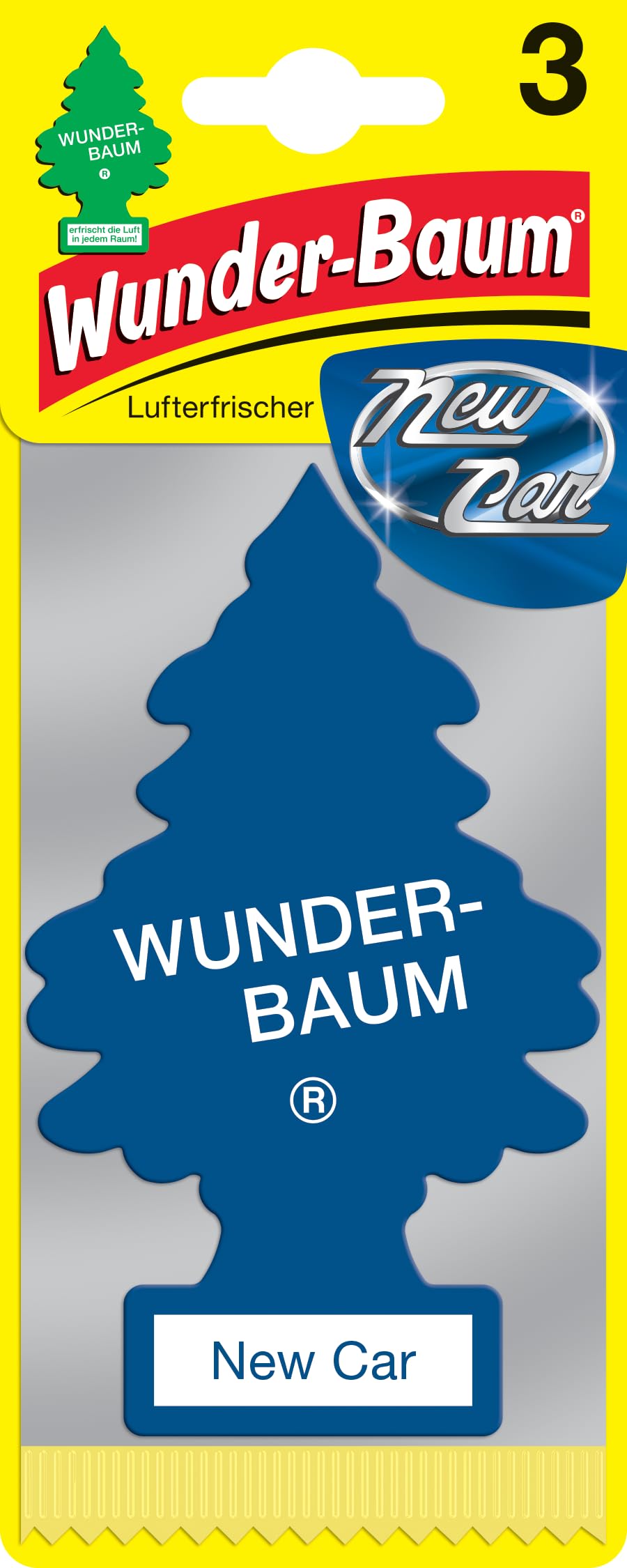 WUNDER-BAUM Auto-Lufterfrischer I Anhänger für langanhaltenden Duft im Auto oder zu Hause I New Car, 3 Stück von WUNDER-BAUM