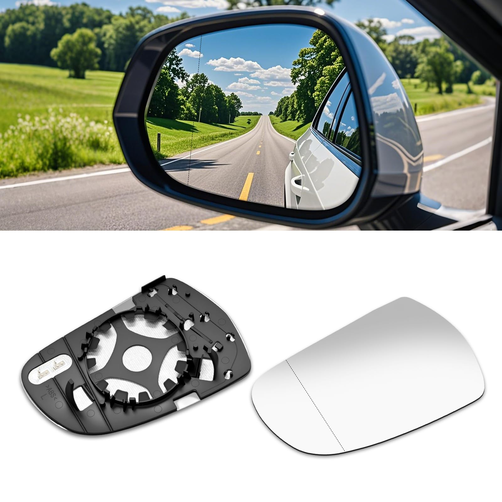 Wvoillty Spiegelglas Linkes Beheizbar Ersatzspiegelglas für AuDi A3(2010-2013), A4L B8(2013-2016), A5(2010-2016) mit Trägerplatte, Asphärisch / 8K0 857 535A von Wvoillty